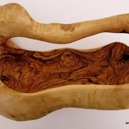 Olivenholz Schale mit drei Griffen LBH ca.40x19x23cm