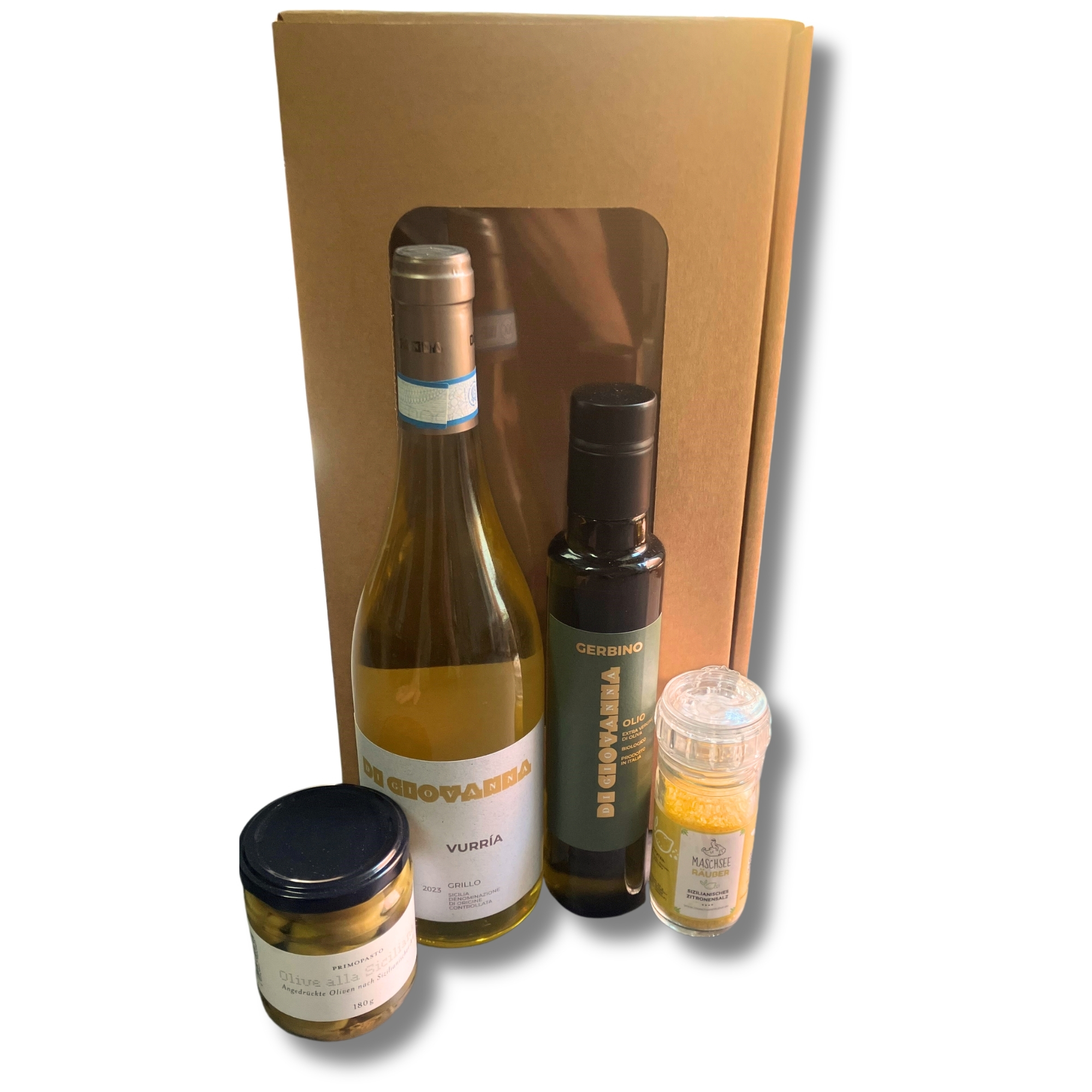 Präsentkorb Olivenöl und Wein aus Sizilien – Bild 3