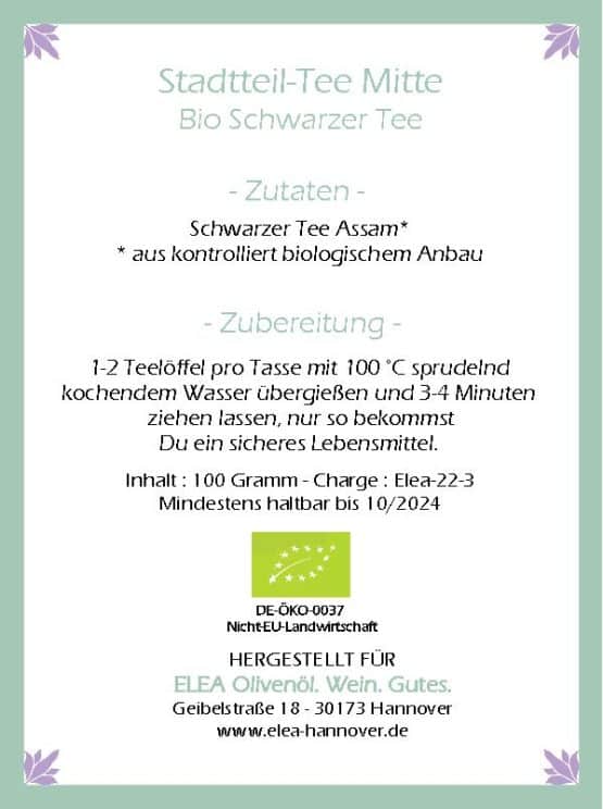 Original Hannoversches Maschseewasser - Stadtteil-Tee Mitte - Assam Schwarztee – Bild 3