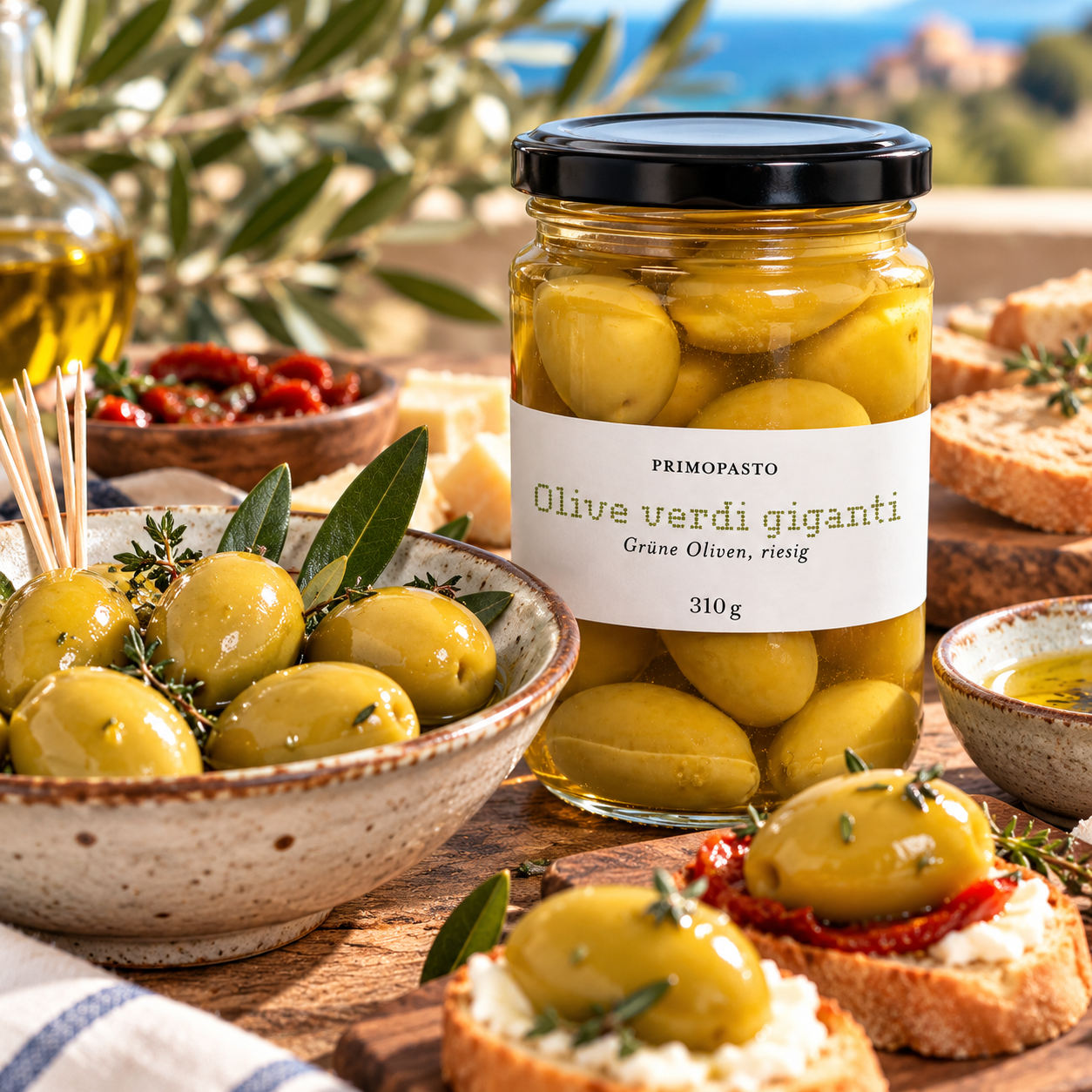 Primopasto Olive Verdi Giganti – Grüne Riesenoliven mit Stein, 300 g – Bild 2